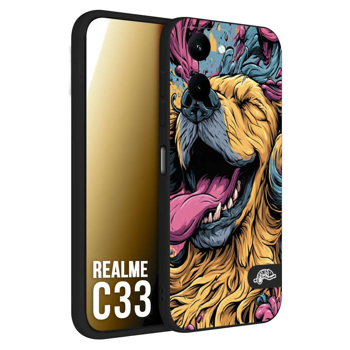 CUSTOMIZZA - Custodia cover nera morbida in tpu compatibile per Realme C33 Negroni cocktail teschio illustrazione rosso arancia ghiaccio piccante street art fumetto