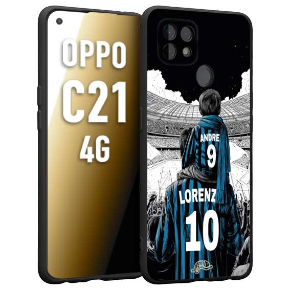 CUSTOMIZZA - Custodia cover nera morbida in tpu compatibile per Realme C21 4G personalizzata calcio football padre e figlio calciatori nerazzurra