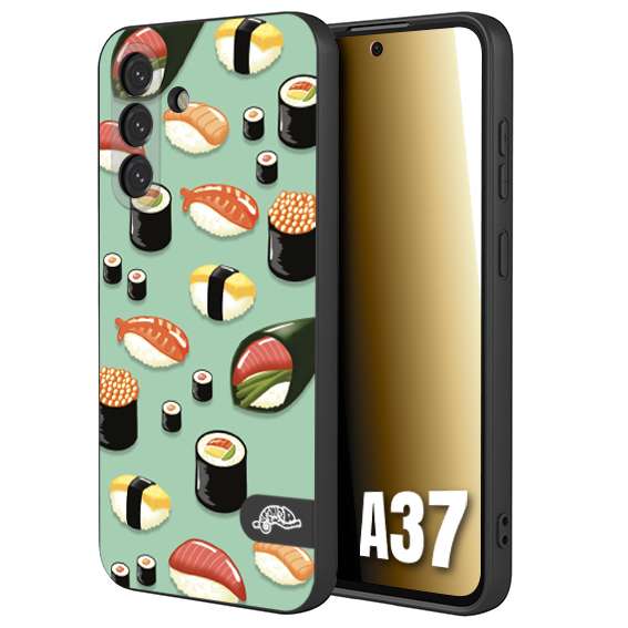 CUSTOMIZZA - Custodia cover nera morbida in tpu compatibile per Samsung A37 sushi disegni giapponese nighiri acquamarina verde