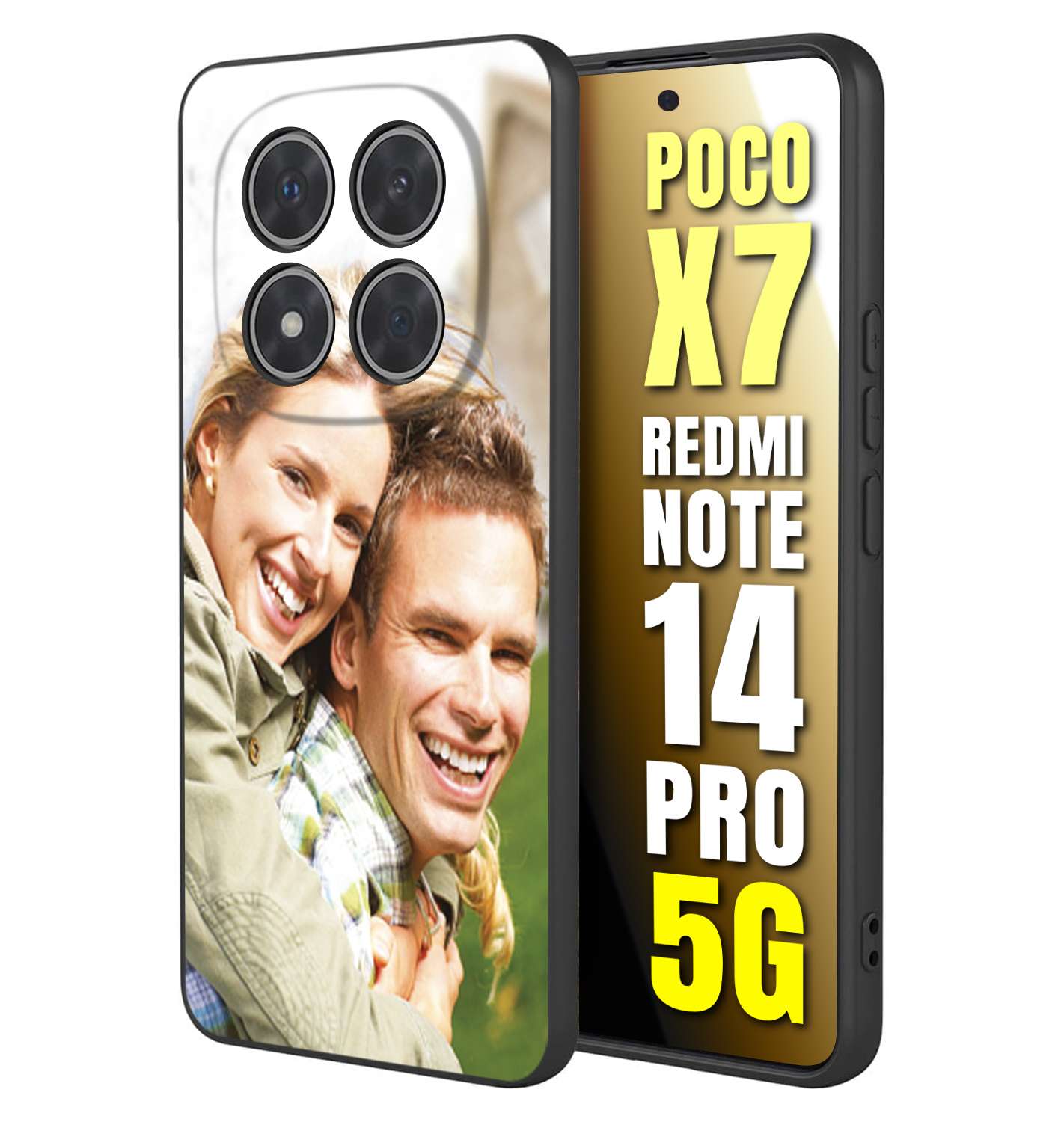 CUSTOMIZZA - Custodia cover nera morbida in tpu compatibile per Xiaomi Redmi Note 14 PRO 5G personalizzata con foto immagine scritta a piacere