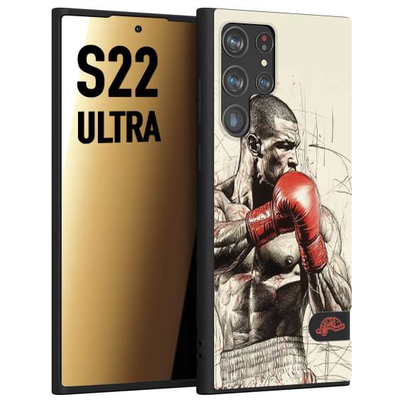 CUSTOMIZZA - Custodia cover nera morbida in tpu compatibile per Samsung S22 ULTRA pugilato pugili disegno tattoo guantoni box sport ring