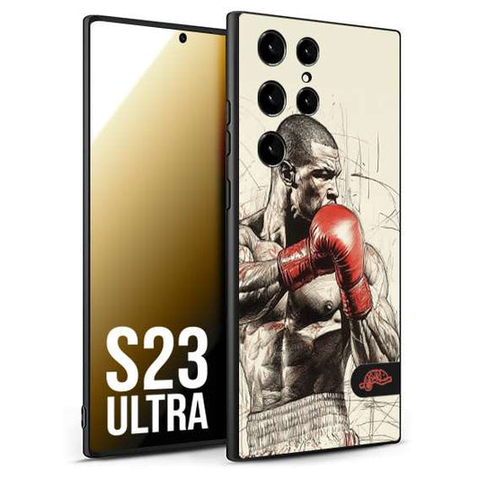 CUSTOMIZZA - Custodia cover nera morbida in tpu compatibile per Samsung S23 ULTRA pugilato pugili disegno tattoo guantoni box sport ring