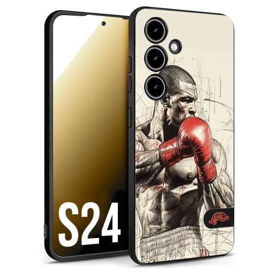 CUSTOMIZZA - Custodia cover nera morbida in tpu compatibile per Samsung S24 pugilato pugili disegno tattoo guantoni box sport ring