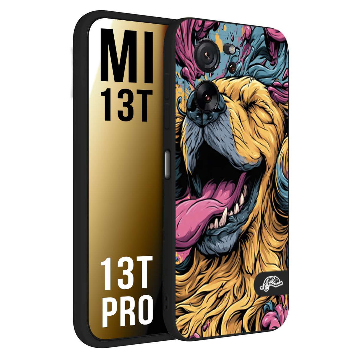 CUSTOMIZZA - Custodia cover nera morbida in tpu compatibile per Xiaomi 13T - 13T PRO Golden Retriever illustrazione cane pop art cane street art cartone animato