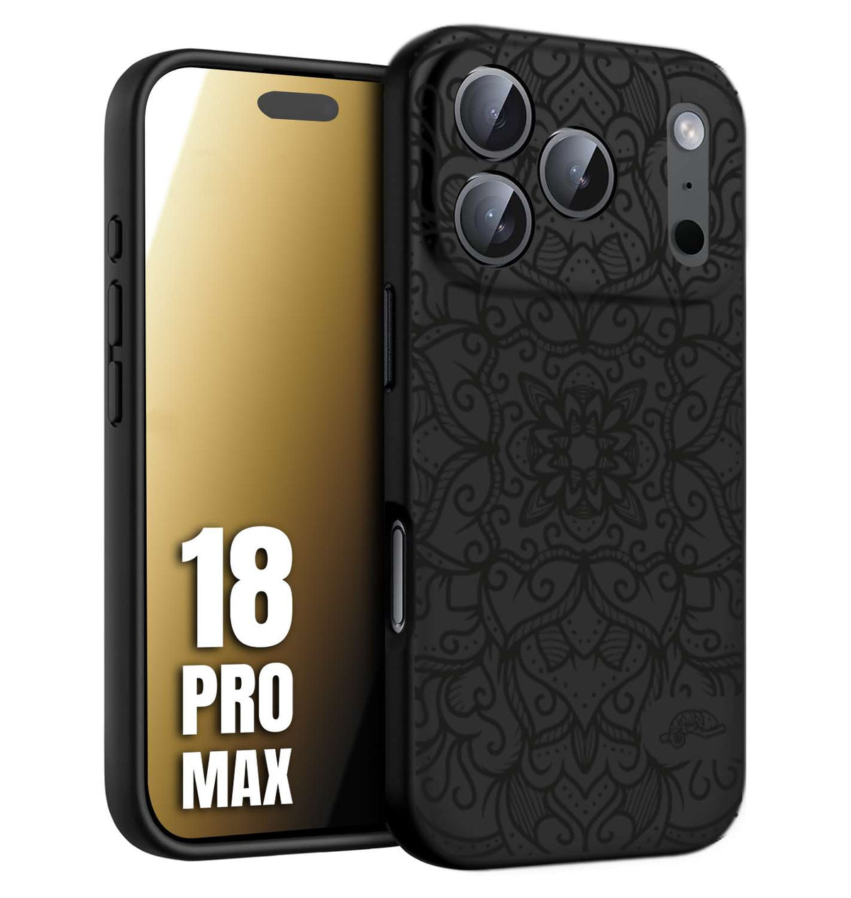 CUSTOMIZZA - Custodia cover nera morbida in tpu compatibile per iPhone 18 PRO MAX mandala nero fiore vedo non vedo donna