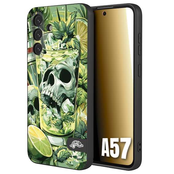 CUSTOMIZZA - Custodia cover nera morbida in tpu compatibile per Samsung A57 Mojito cocktail teschio illustrazione drink lime menta ghiacci tropicale street art
