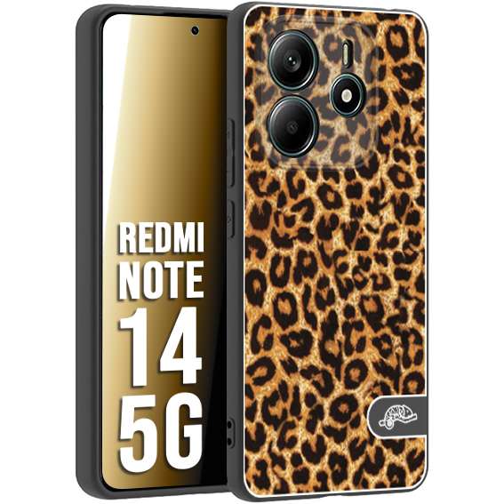 CUSTOMIZZA - Custodia cover nera morbida in tpu compatibile per Xiaomi Redmi Note 14 5G leopardato maculato donna marrone leopard brown