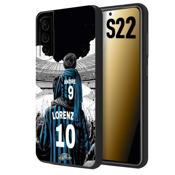 CUSTOMIZZA - Custodia cover nera morbida in tpu compatibile per Samsung S22 personalizzata calcio football padre e figlio calciatori nerazzurra