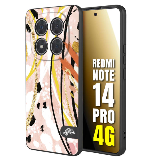 CUSTOMIZZA - Custodia cover nera morbida in tpu compatibile per Xiaomi Redmi Note 14 PRO 4G fiori astratti donna zebrato leopardato fantasia dorata gialla rosa colorata