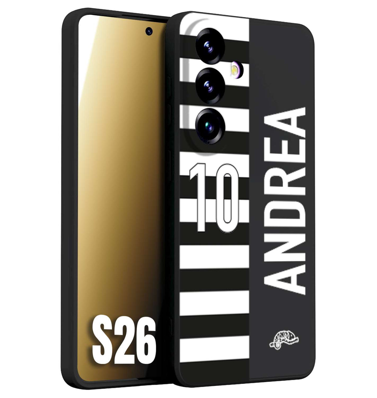 CUSTOMIZZA - Custodia cover nera morbida in tpu compatibile per Samsung S26 personalizzata calcio football nome e numero calciatori bianconera