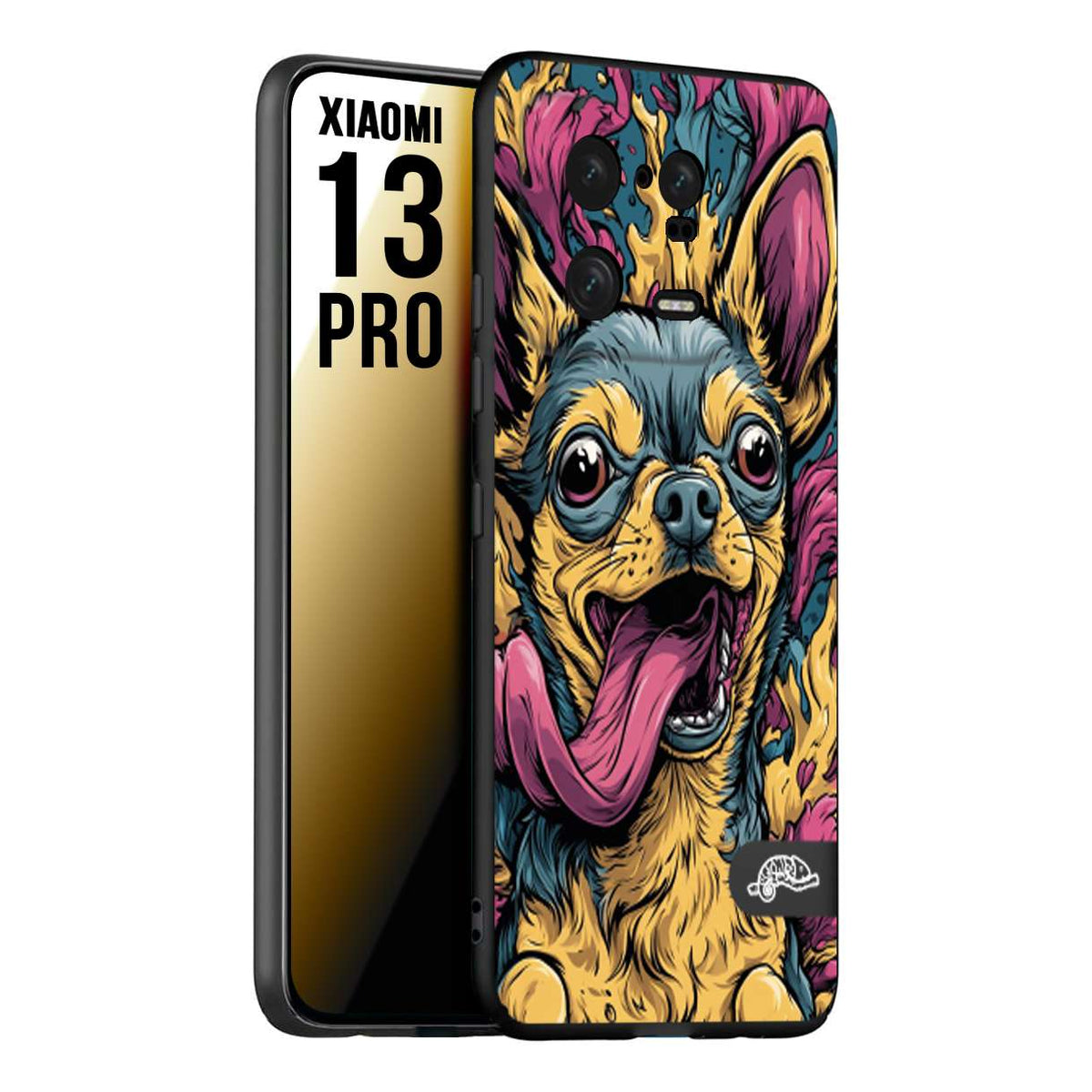 CUSTOMIZZA - Custodia cover nera morbida in tpu compatibile per Xiaomi 13 PRO Chihuahua illustrazione cane pop art cane street art cartone animato