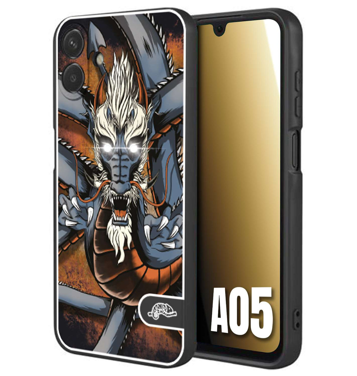 CUSTOMIZZA - Custodia cover nera morbida in tpu compatibile per Samsung A05 drago giapponese tattoo japan dragon