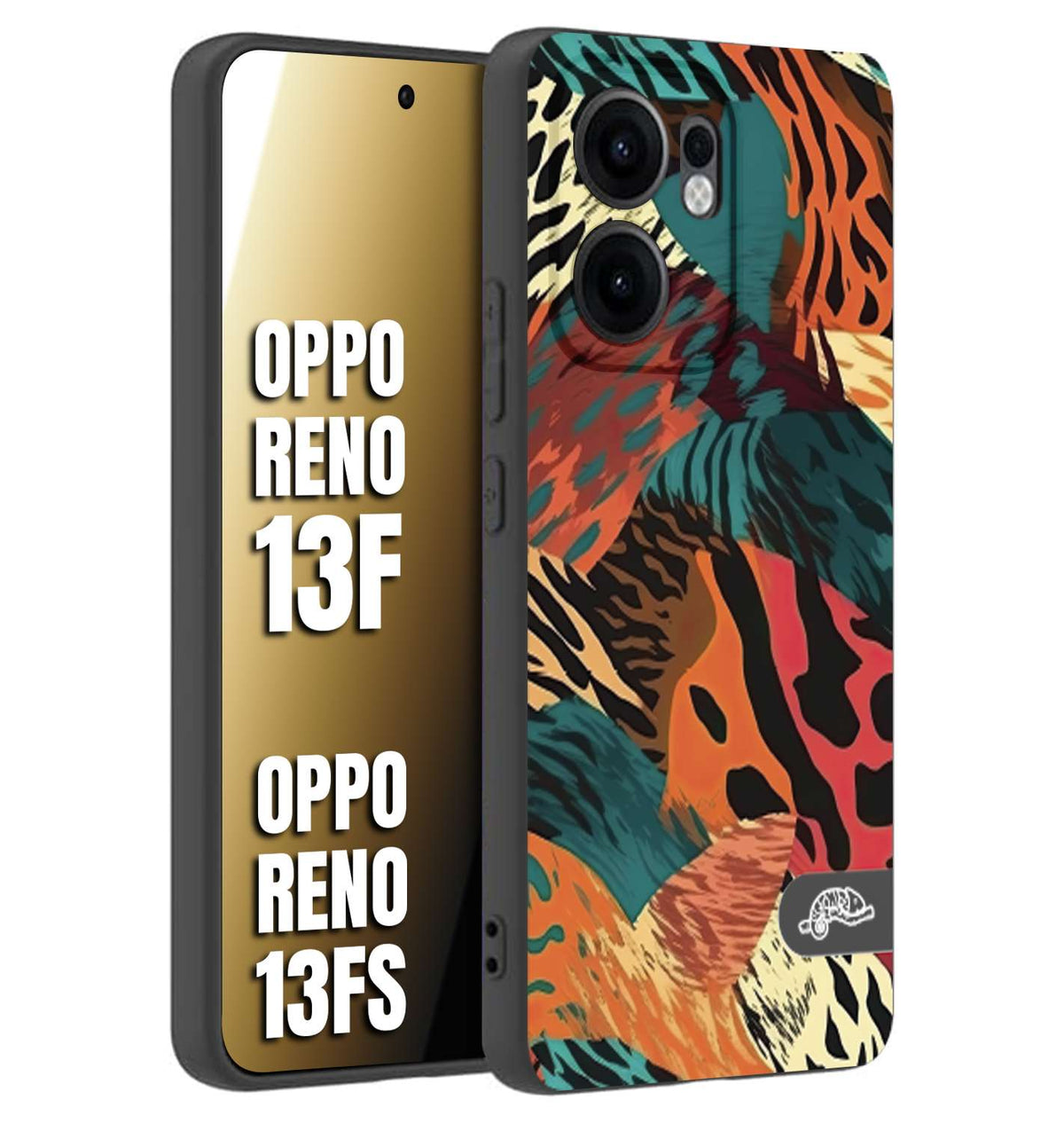 CUSTOMIZZA - Custodia cover nera morbida in tpu compatibile per Oppo Reno 13 F leopardato tigrato tiger colorata summer arancio verde fucsia