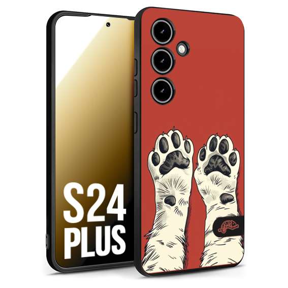 CUSTOMIZZA - Custodia cover nera morbida in tpu compatibile per Samsung S24 PLUS zampe di gatto cat paws rossa red disegnata fumetto cartoon
