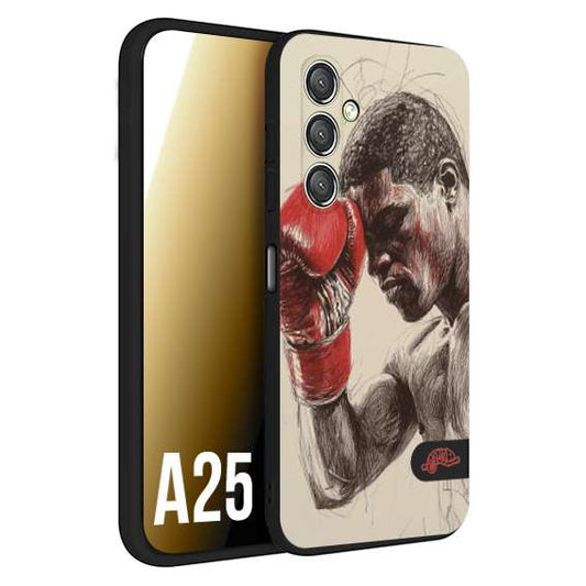 CUSTOMIZZA - Custodia cover nera morbida in tpu compatibile per Samsung A25 pugilato pugili disegno tattoo guantoni boxer pesi massimi