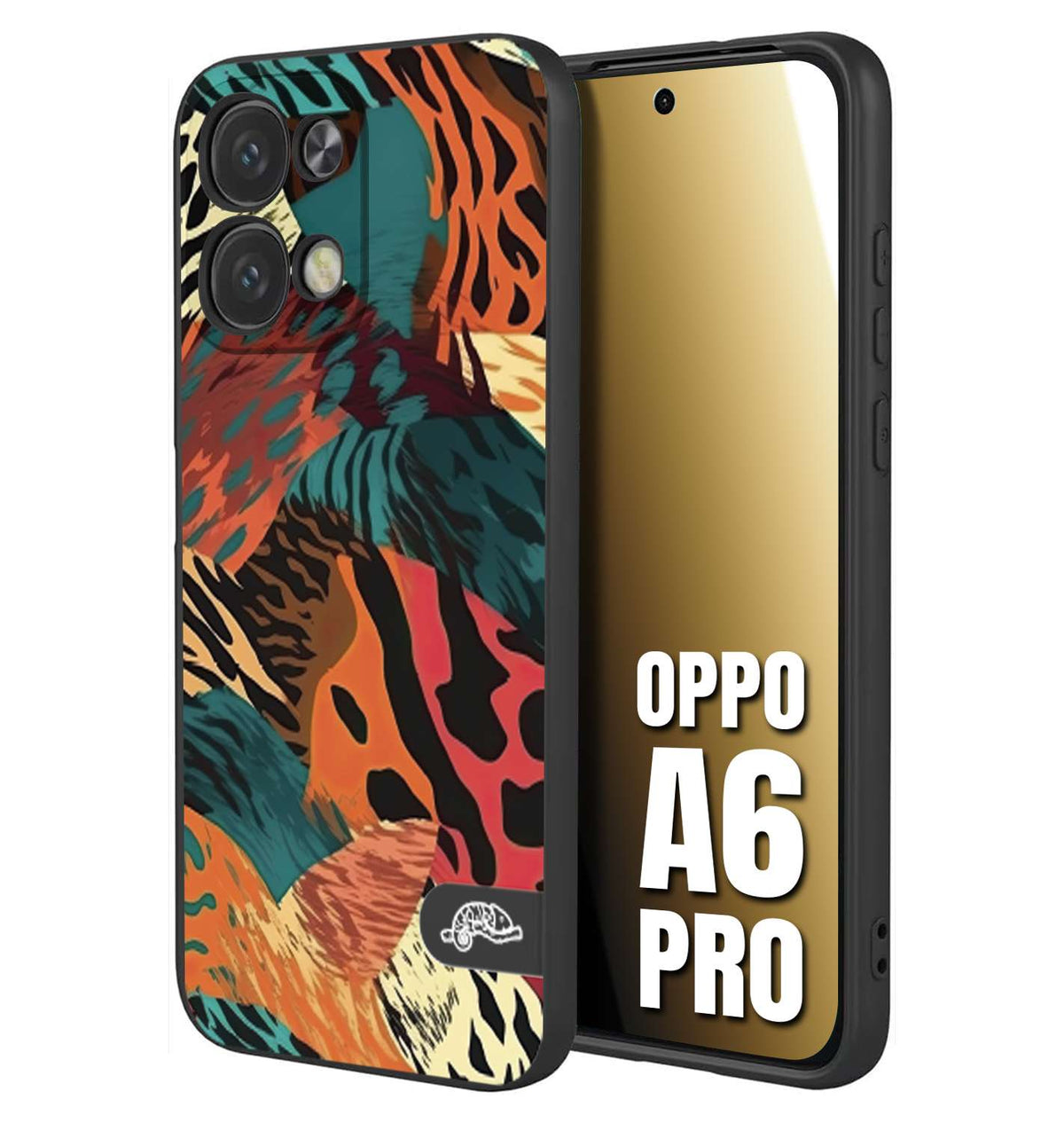 CUSTOMIZZA - Custodia cover nera morbida in tpu compatibile per Oppo A6 PRO leopardato tigrato tiger colorata summer arancio verde fucsia