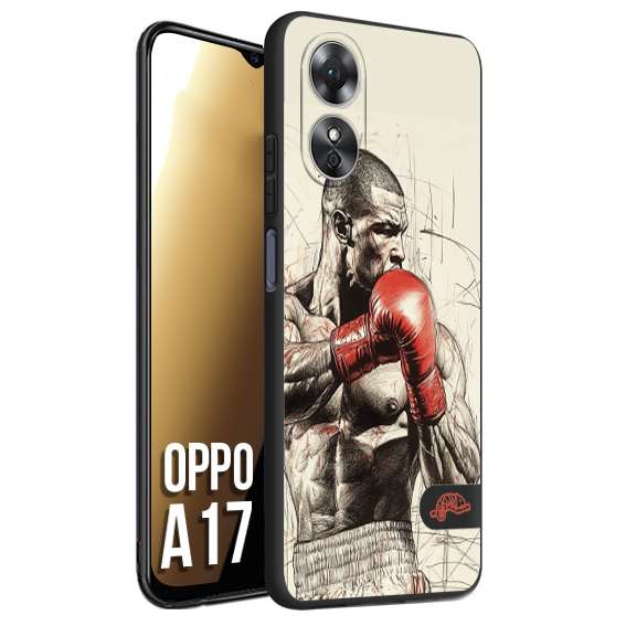 CUSTOMIZZA - Custodia cover nera morbida in tpu compatibile per Oppo A17 pugilato pugili disegno tattoo guantoni box sport ring