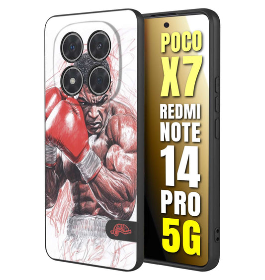 CUSTOMIZZA - Custodia cover nera morbida in tpu compatibile per Xiaomi Redmi Note 14 PRO 5G pugilato pugili disegno tattoo guantoni boxer pesi massimi iron mike
