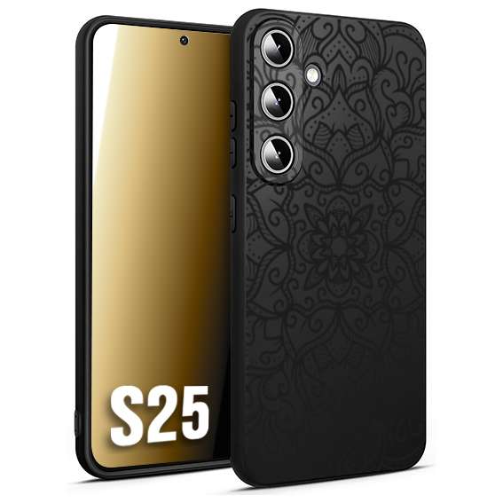 CUSTOMIZZA - Custodia cover nera morbida in tpu compatibile per Samsung S25 mandala nero fiore vedo non vedo donna