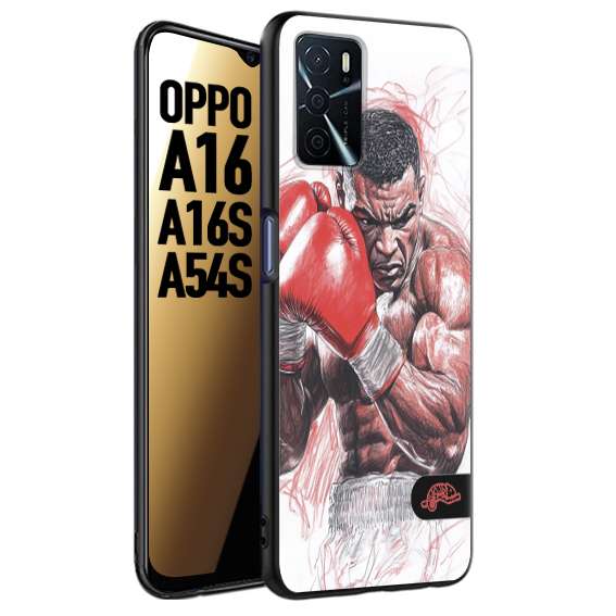 CUSTOMIZZA - Custodia cover nera morbida in tpu compatibile per Oppo A16 - A16S - A54S pugilato pugili disegno tattoo guantoni boxer pesi massimi iron mike
