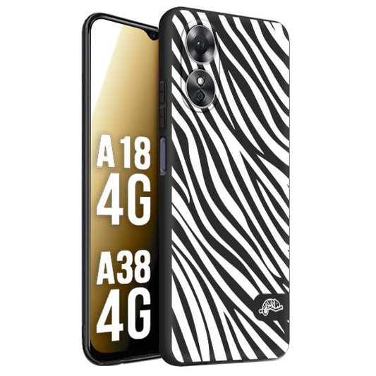CUSTOMIZZA - Custodia cover nera morbida in tpu compatibile per Oppo A18 4G - A38 4G zebrata maculata a rilievo soft touch donna bianca