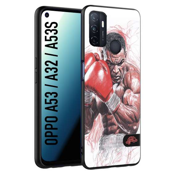 CUSTOMIZZA - Custodia cover nera morbida in tpu compatibile per Oppo A53 - A32 - A53S pugilato pugili disegno tattoo guantoni boxer pesi massimi iron mike