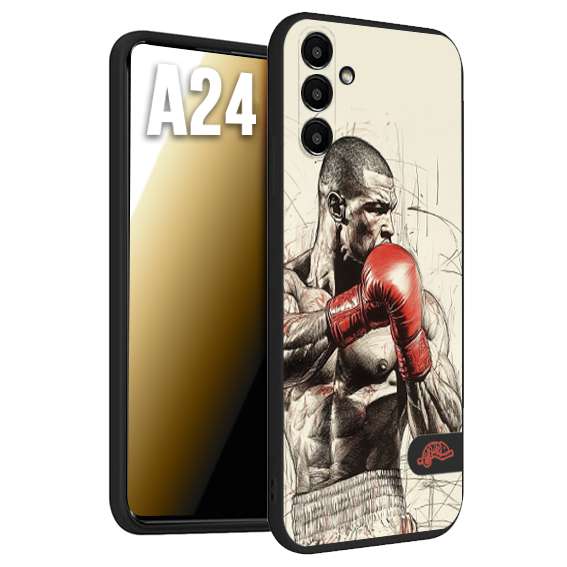 CUSTOMIZZA - Custodia cover nera morbida in tpu compatibile per Samsung A24 pugilato pugili disegno tattoo guantoni box sport ring
