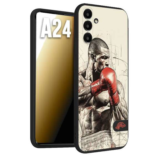 CUSTOMIZZA - Custodia cover nera morbida in tpu compatibile per Samsung A24 pugilato pugili disegno tattoo guantoni box sport ring