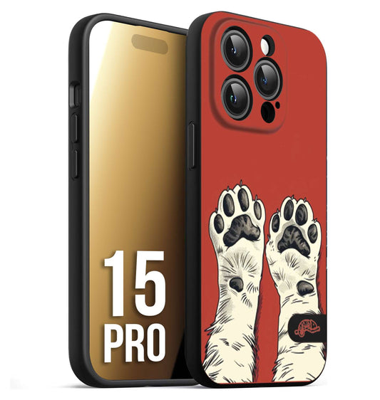 CUSTOMIZZA - Custodia cover nera morbida in tpu compatibile per iPhone 15 PRO zampe di gatto cat paws rossa red disegnata fumetto cartoon