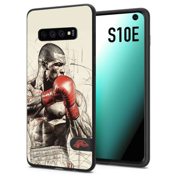 CUSTOMIZZA - Custodia cover nera morbida in tpu compatibile per Samsung S10E pugilato pugili disegno tattoo guantoni box sport ring