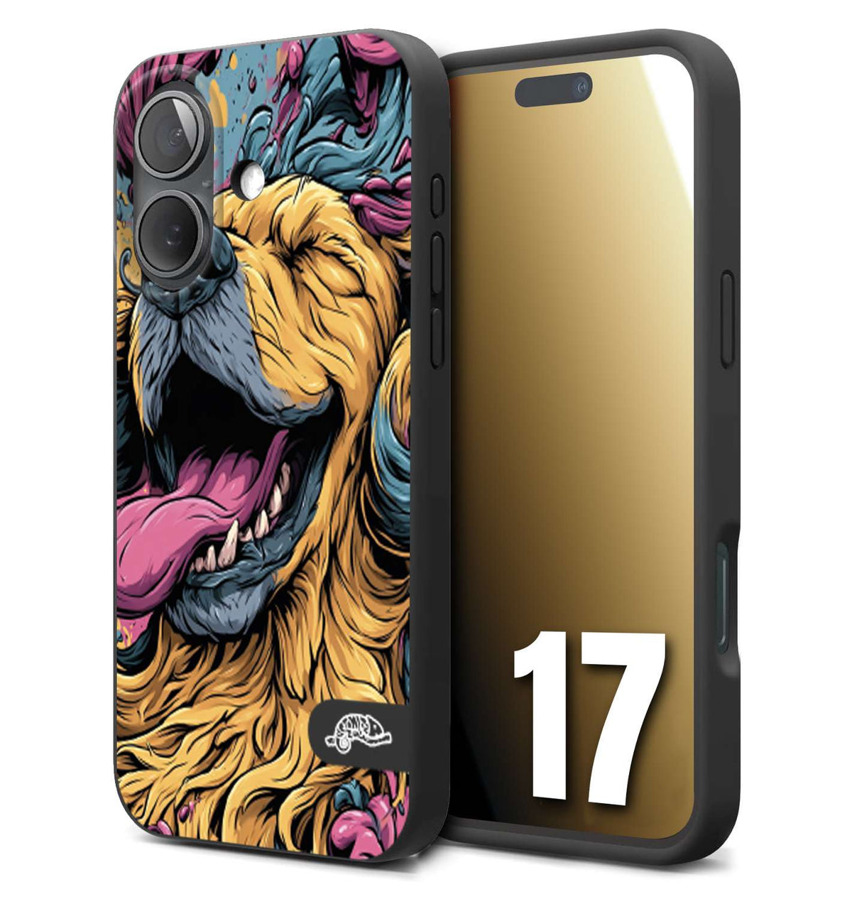 CUSTOMIZZA - Custodia cover nera morbida in tpu compatibile per iPhone 17 Negroni cocktail teschio illustrazione rosso arancia ghiaccio piccante street art fumetto