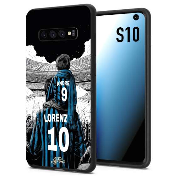 CUSTOMIZZA - Custodia cover nera morbida in tpu compatibile per Samsung S10 personalizzata calcio football padre e figlio calciatori nerazzurra