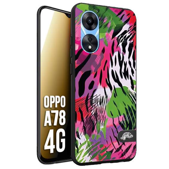 CUSTOMIZZA - Custodia cover nera morbida in tpu compatibile per Oppo A78 4G leopardato tigrato tiger colorata summer color verde fucsia