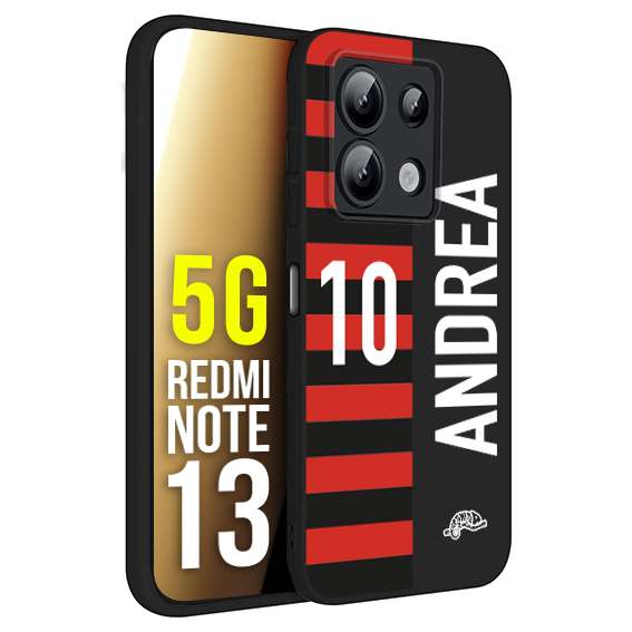 CUSTOMIZZA - Custodia cover nera morbida in tpu compatibile per Xiaomi Redmi Note 13 5G personalizzata calcio football nome e numero calciatori rossonera