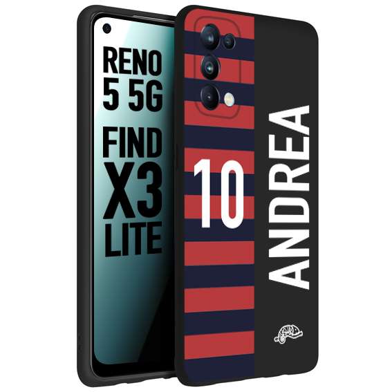 CUSTOMIZZA - Custodia cover nera morbida in tpu compatibile per Oppo Reno 5 5G personalizzata calcio football nome e numero calciatori rossoblu