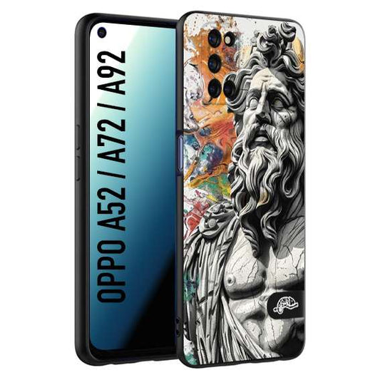 CUSTOMIZZA - Custodia cover nera morbida in tpu compatibile per Oppo A52 - A72 - A92 statua colorata moderna antico tattoo splash color