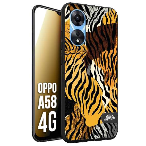 CUSTOMIZZA - Custodia cover nera morbida in tpu compatibile per Oppo A58 4G leopardato tigrato tiger colorata donna fashion estate