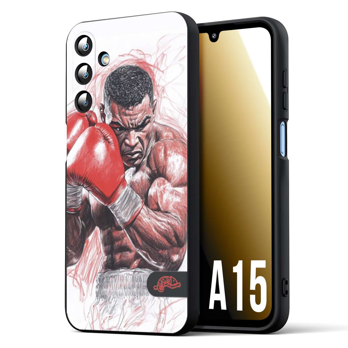 CUSTOMIZZA - Custodia cover nera morbida in tpu compatibile per Samsung A15 5G pugilato pugili disegno tattoo guantoni boxer pesi massimi iron mike