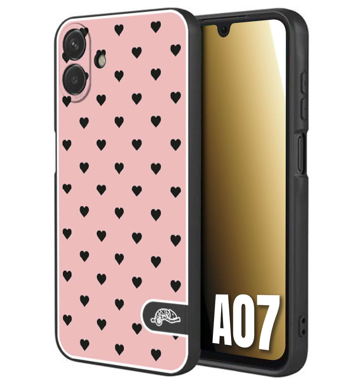 CUSTOMIZZA - Custodia cover nera morbida in tpu compatibile per Samsung A07 cuori pois rosa donna pin up vintage