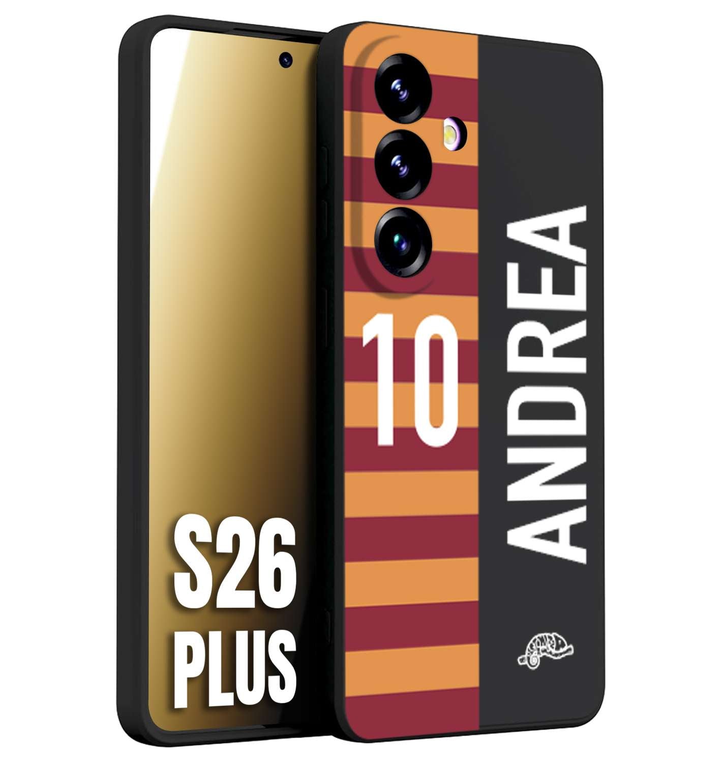 CUSTOMIZZA - Custodia cover nera morbida in tpu compatibile per Samsung S26 PLUS personalizzata calcio football nome e numero calciatori giallo rossi