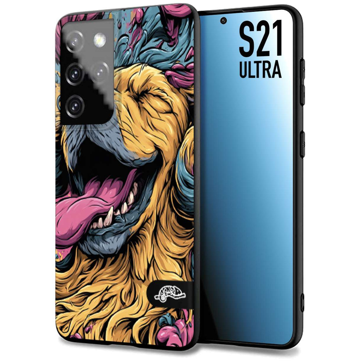 CUSTOMIZZA - Custodia cover nera morbida in tpu compatibile per Samsung S21 ULTRA Golden Retriever illustrazione cane pop art cane street art cartone animato