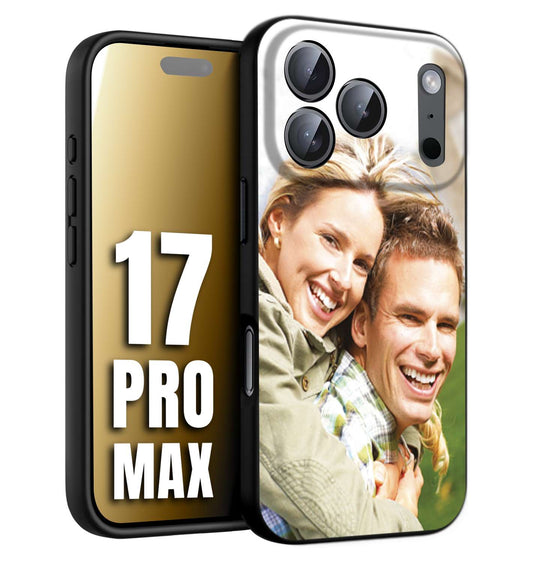 CUSTOMIZZA - Custodia cover nera morbida in tpu compatibile per iPhone 17 PRO MAX personalizzata con foto immagine scritta a piacere