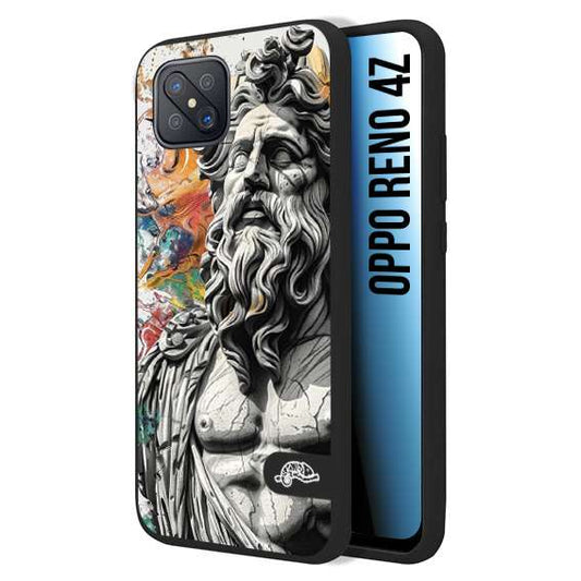 CUSTOMIZZA - Custodia cover nera morbida in tpu compatibile per Oppo Reno 4Z statua colorata moderna antico tattoo splash color