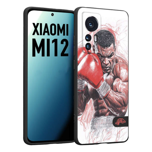 CUSTOMIZZA - Custodia cover nera morbida in tpu compatibile per Xiaomi 12 5G pugilato pugili disegno tattoo guantoni boxer pesi massimi iron mike