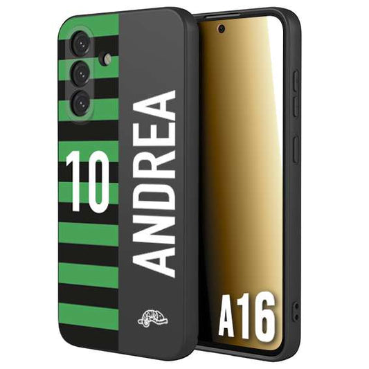 CUSTOMIZZA - Custodia cover nera morbida in tpu compatibile per Samsung A16 personalizzata calcio football nome e numero calciatori neroverde