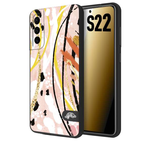 CUSTOMIZZA - Custodia cover nera morbida in tpu compatibile per Samsung S22 fiori astratti donna zebrato leopardato fantasia dorata gialla rosa colorata