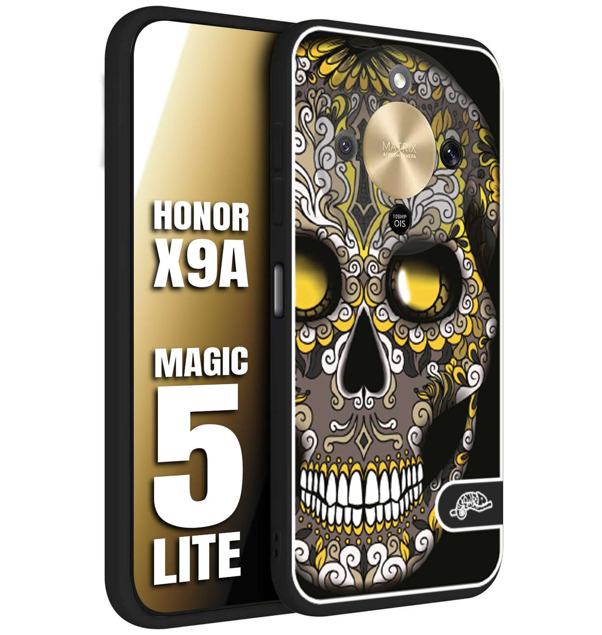 CUSTOMIZZA - Custodia cover nera morbida in tpu compatibile per Honor X9A - Honor Magic 5 Lite effetto marmo marble verde green venature dorato pietra