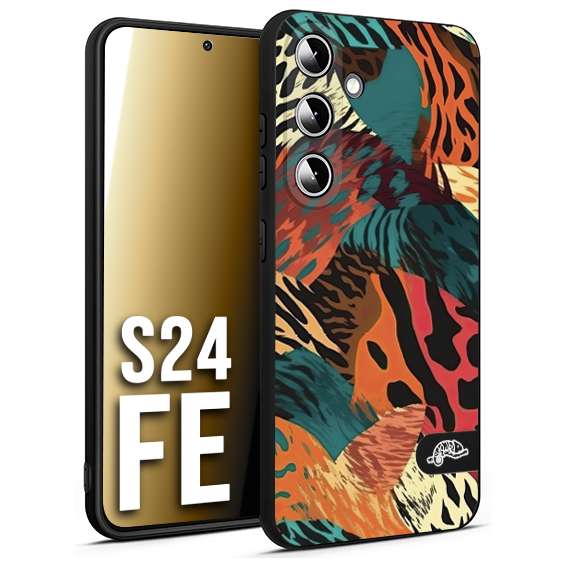 CUSTOMIZZA - Custodia cover nera morbida in tpu compatibile per Samsung S24 FE leopardato tigrato tiger colorata summer arancio verde fucsia