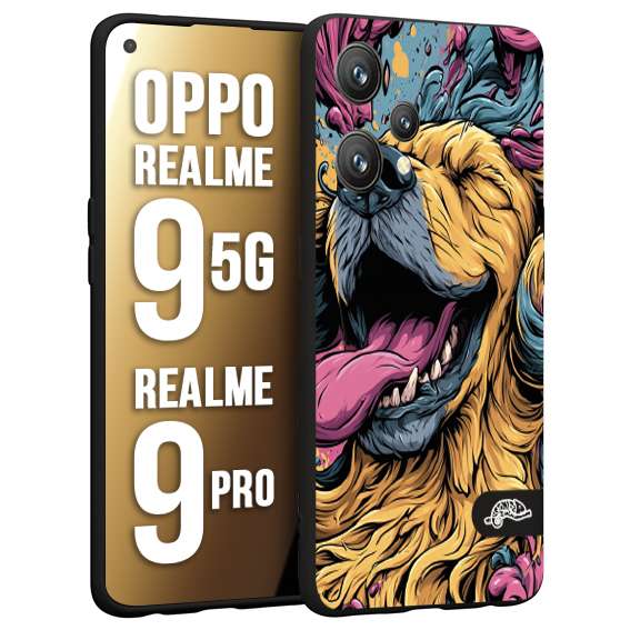 CUSTOMIZZA - Custodia cover nera morbida in tpu compatibile per Realme 9 5G - 9 PRO Golden Retriever illustrazione cane pop art cane street art cartone animato