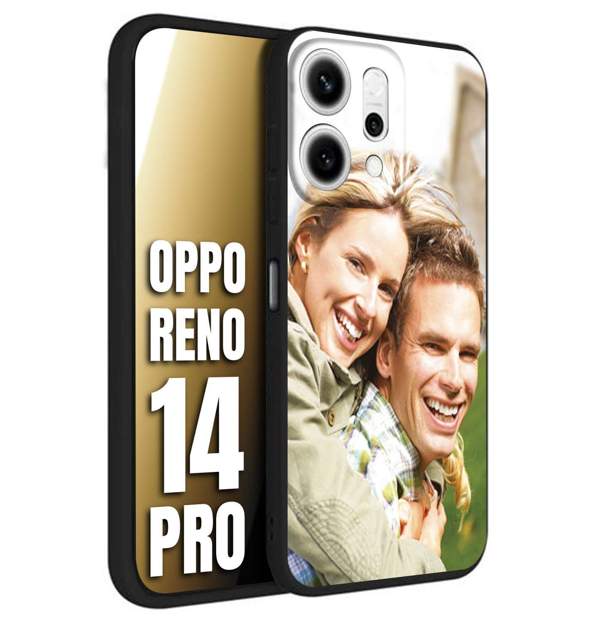 CUSTOMIZZA - Custodia cover nera morbida in tpu compatibile per Oppo Reno 14 PRO personalizzata con foto immagine scritta a piacere